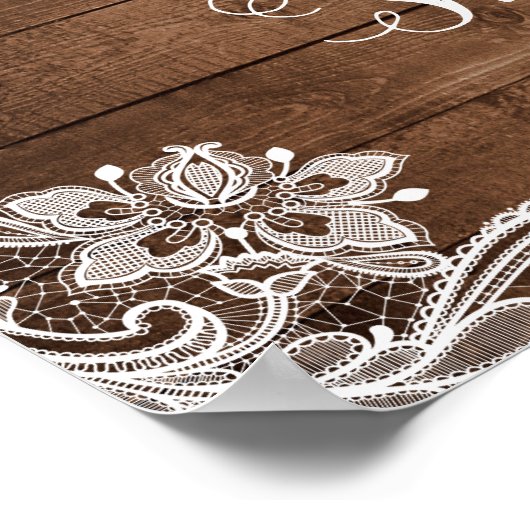 Rustic Floral String Light Lace Vrijgezellenfeest  Poster (Hoek)