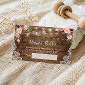 Rustic Floral String Lights Lace Diaper Raffle Visitekaartje