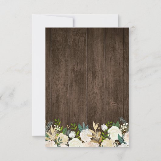 Rustic Floral String Lights Lace Wedding RSVP (Achterkant)