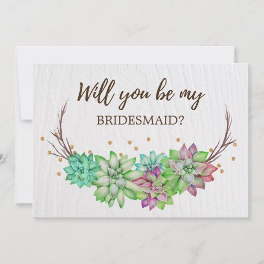 Rustic Floral Succulent zal je mijn Bridesmaid zij Kaart (Voorkant)