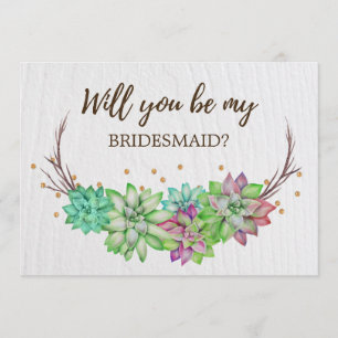Rustic Floral Succulent zal je mijn Bridesmaid zij Kaart