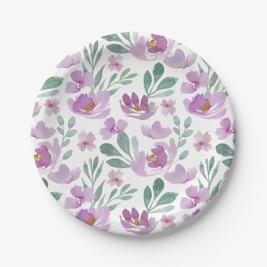 Rustic Floral Summer Pattern Papieren Bordje (Voorkant)