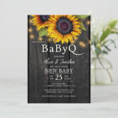 Rustic floral sunflower barbecue BabyQ baby shower Kaart (Staand voorkant)