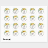 Rustic Floral Sunflower Wedding Save the Date Ronde Sticker (Vel)