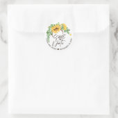 Rustic Floral Sunflower Wedding Save the Date Ronde Sticker (Tas)