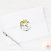 Rustic Floral Sunflower Wedding Save the Date Ronde Sticker (Envelop)