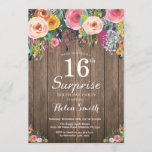 Rustic Floral Surprise 16th Birthday Invitation Kaart<br><div class="desc">Rustic Floral Surprise 16th Birthday Invitation for Women. Waterverf Floral Flower, Rustic Wood Background. Retro. Kinderen van afgelopen dag. Vrouwelijke dame Teenage Bday Bash nodigt uit. 13e 15e 16e 18e 21e 30e 40e 50e 60e 70e 80e 90e 100e. Elke leeftijd. Voor verdere aanpassing, te klikken gelieve de knoop "van de...</div>