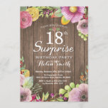 Rustic Floral Surprise 18th Birthday Invitation Kaart<br><div class="desc">Rustic Floral Surprise 18th Birthday Invitation for Women. Waterverf Floral,  roze,  roestachtige houtachtergrond. Voor verdere aanpassing,  te klikken gelieve de knoop "van de Aanpassing het"en ons ontwerphulpmiddel te gebruiken om deze sjabloon te wijzigen.</div>