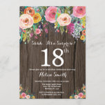 Rustic Floral Surprise 18th Birthday Invitation Kaart<br><div class="desc">Rustic Floral Surprise 18th Birthday Invitation for Women. Waterverf Floral Flower. Rustic Wood Country Retro Achtergrond. Roze, geel, Oranje, Paars ventilator. Volwassen verjaardag. 13e 15e 16e 18e 21e 30e 40e 50e 60e 70e 90e 100e, Alle leeftijden. Voor verdere aanpassing, te klikken gelieve de knoop "van de Aanpassing het"en ons ontwerphulpmiddel...</div>