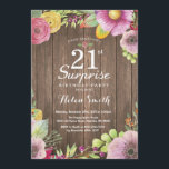 Rustic Floral Surprise 21st Birthday Invitation Kaart<br><div class="desc">Rustic Floral Surprise 21st Birthday Invitation for Women. Waterverf Floral,  roze,  roestachtige houtachtergrond. Voor verdere aanpassing,  te klikken gelieve de knoop "van de Aanpassing het"en ons ontwerphulpmiddel te gebruiken om deze sjabloon te wijzigen.</div>