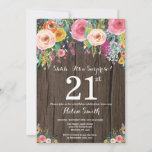 Rustic Floral Surprise 21st Birthday Invitation Kaart<br><div class="desc">Rustic Floral Surprise 21st Birthday Invitation for Women. Waterverf Floral Flower. Rustic Wood Country Retro Achtergrond. Roze, geel, Oranje, Paars ventilator. Volwassen verjaardag. 13e 15e 16e 18e 21e 30e 40e 50e 60e 70e 90e 100e, Alle leeftijden. Voor verdere aanpassing, te klikken gelieve de knoop "van de Aanpassing het"en ons ontwerphulpmiddel...</div>