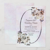 Rustic Floral Surprise 90th Birthday Dinner Kaart (Voorkant / Achterkant)