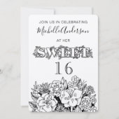 Rustic Floral Sweet Sixteen Kaart (Voorkant)