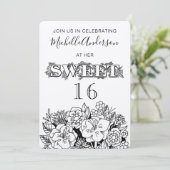 Rustic Floral Sweet Sixteen Kaart (Staand voorkant)