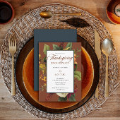 Rustic Floral Terracotta |Blauwgroen Thanksgiving Kaart