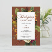 Rustic Floral Terracotta |Blauwgroen Thanksgiving Kaart (Staand voorkant)