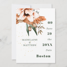 Rustic Floral Terracotta Gold Elegant Chic Save The Date