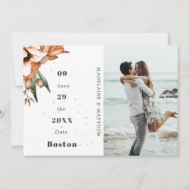 Rustic Floral Terracotta Photo Gold Elegant Chic Save The Date