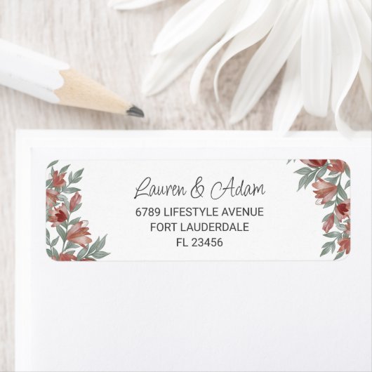 Rustic Floral Terracotta Wedding Address Label (Insitu)