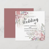 Rustic Floral Terracotta Wedding Invitation Kaart (Voorkant / Achterkant)