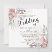 Rustic Floral Terracotta Wedding Invitation Kaart (Voorkant)