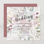 Rustic Floral Terracotta Wedding Invitation Kaart (Voorkant / Achterkant)