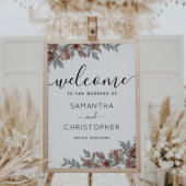 Rustic Floral Terracotta Wedding Sign Poster