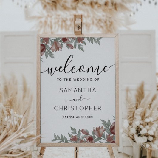 Rustic Floral Terracotta Wedding Sign Poster