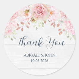 Rustic Floral Thank You Spring Wedding Favor Tag Ronde Sticker