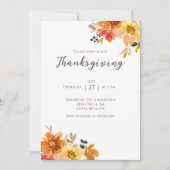 Rustic Floral Thanksgiving Dinner  Kaart (Voorkant)