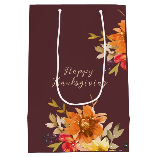 Rustic Floral Thanksgiving  Medium Cadeauzakje (Achterkant)