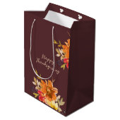 Rustic Floral Thanksgiving  Medium Cadeauzakje (Achterkant Gekanteld)
