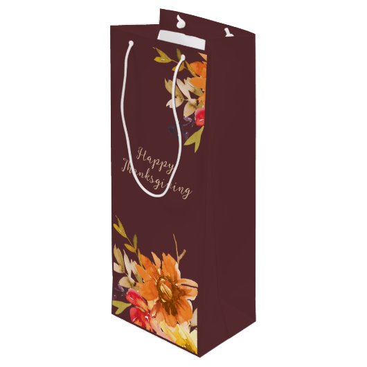 Rustic Floral Thanksgiving  Wijn Cadeautas (Achterkant Gekanteld)
