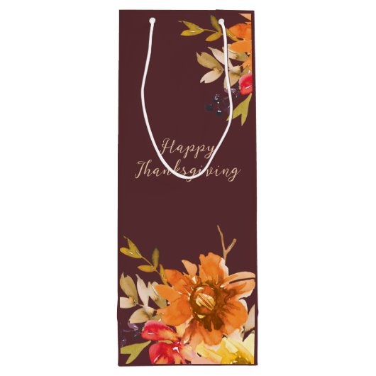 Rustic Floral Thanksgiving  Wijn Cadeautas (Achterkant)