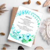 Rustic Floral Turquoise Wedding Wreath Informatiekaartje