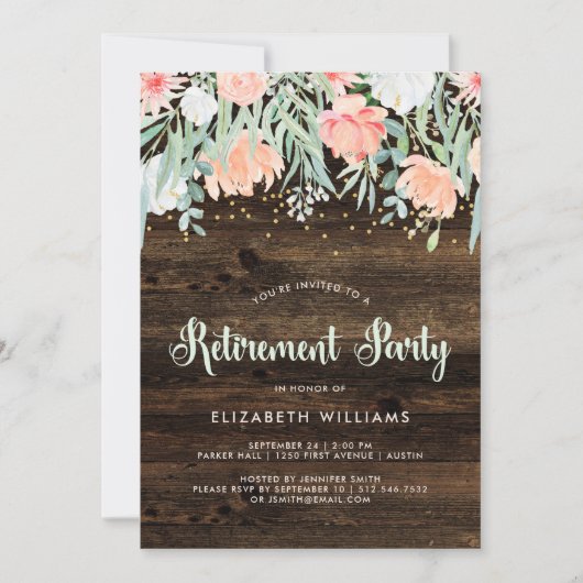Rustic Floral | Uitnodiging van de Pensioenpartij (Voorkant)