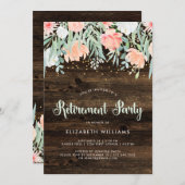 Rustic Floral | Uitnodiging van de Pensioenpartij (Voorkant / Achterkant)