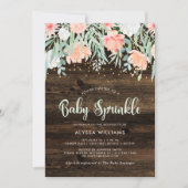 Rustic Floral | Uitnodiging voor Baby Sprinkle (Voorkant)