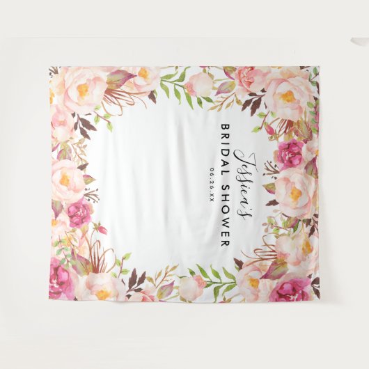 Rustic Floral Vrijgezellenfeest Backdrop Wandkleed (Voorkant (horizontaal))