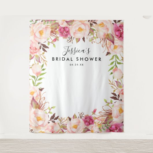 Rustic Floral Vrijgezellenfeest Backdrop Wandkleed (Voorkant)