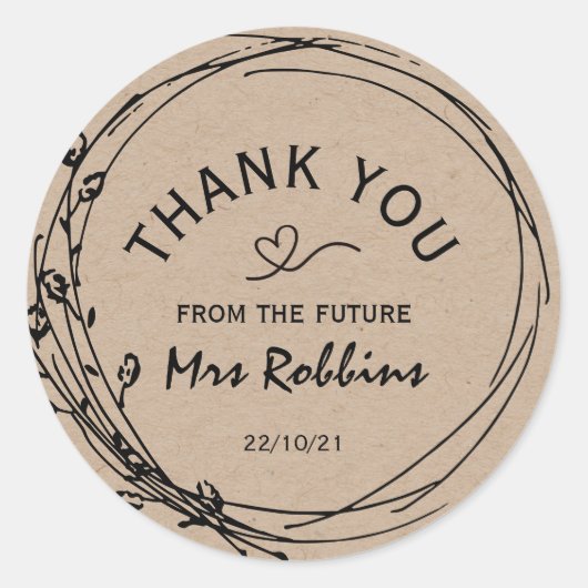 Rustic Floral Vrijgezellenfeest Hartelijk dank voo Ronde Sticker (Voorkant)