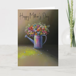Rustic Floral Watering kan feestdag Kaart schilder
