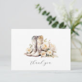 Rustic Floral Waterverf Boots Vrijgezellenfeest Bedankkaart (Staand voorkant)