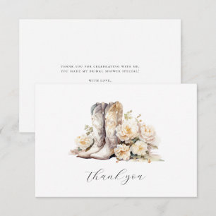 Rustic Floral Waterverf Boots Vrijgezellenfeest Bedankkaart