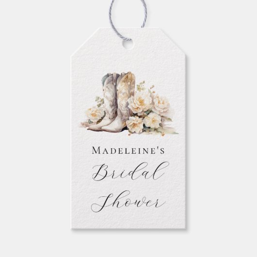 Rustic Floral Waterverf Boots Vrijgezellenfeest Cadeaulabel (Voorkant)