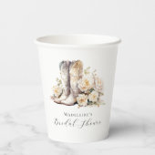 Rustic Floral Waterverf Boots Vrijgezellenfeest Papieren Bekers (Achterkant)