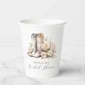 Rustic Floral Waterverf Boots Vrijgezellenfeest Papieren Bekers (Voorkant)