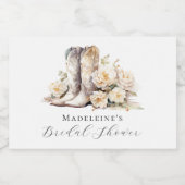 Rustic Floral Waterverf Boots Vrijgezellenfeest Sparkling Wijnetiket (Enkel label)