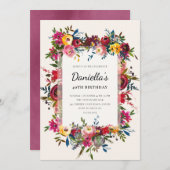 Rustic Floral Waterverf Bouquet Birthday Kaart (Voorkant / Achterkant)