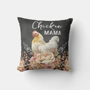 Rustic Floral Waterverf Chicken Mama Kussen
